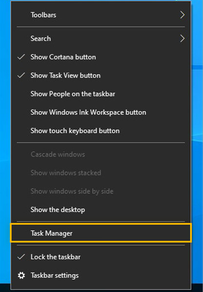 برنامه task manager جهت تشخیص برنامه های پر مصرف
