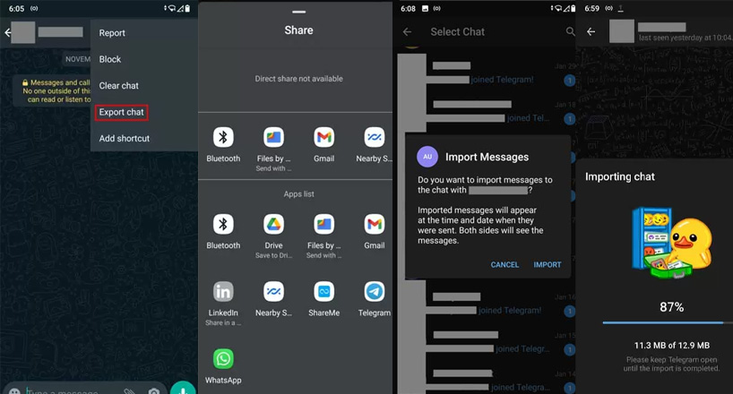آموزش انتقال چت از واتساپ به تلگرام