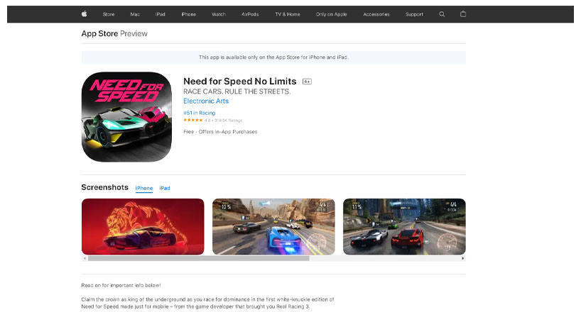 بازی آیفون need for speed shift