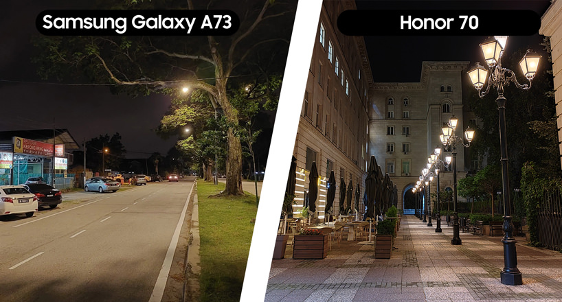 مقایسه دوربین A73 5G با آنر 70