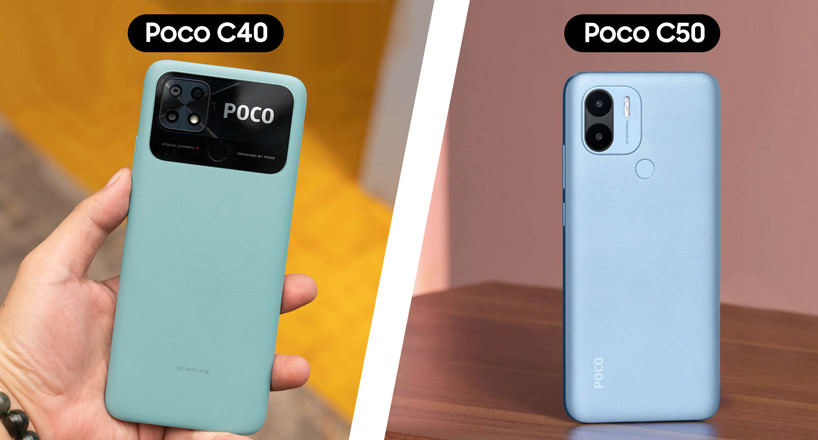 مقایسه طراحی دو گوشی Poco C40 با Poco C50