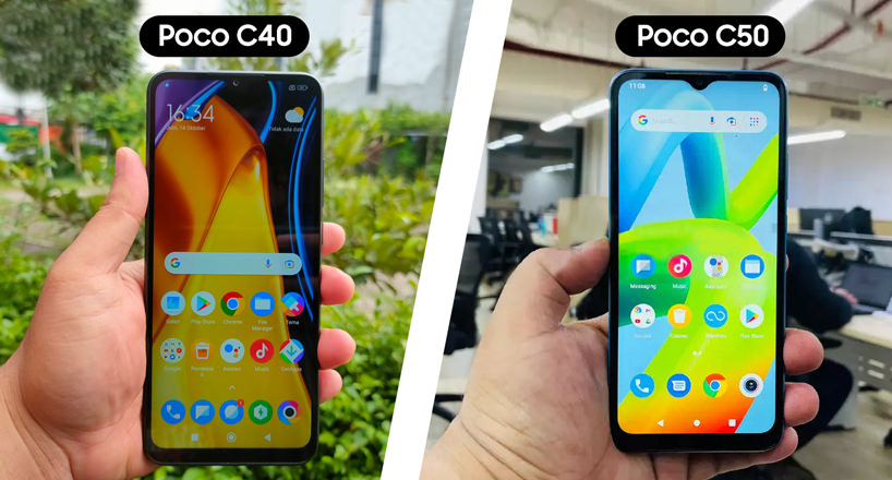 مقایسه صفحه نمایش گوشی شیائومی پوکو C40 با پوکو C50
