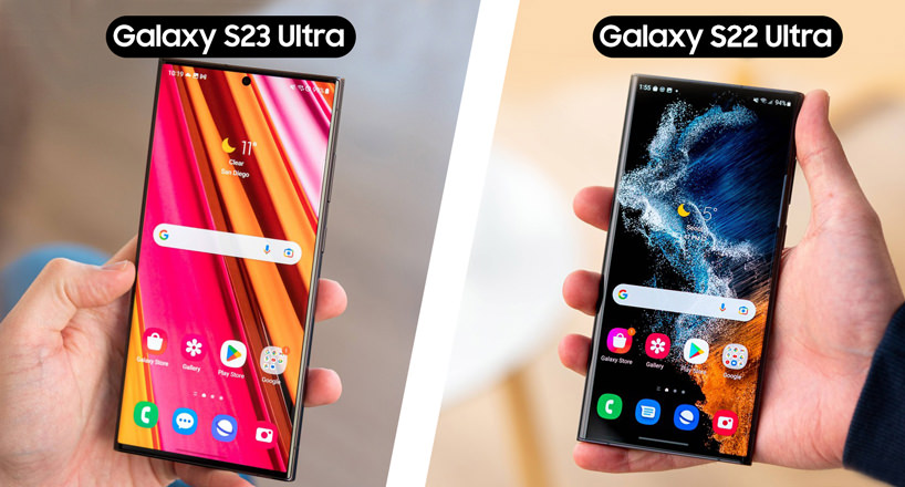 مقایسه صفحه نمایش گوشی سامسونگ گلکسی S23 Ultra با S22 Ultra