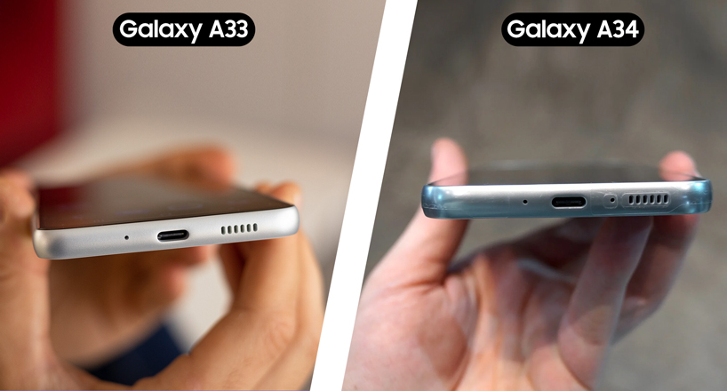 درگاه‌های گوشی موبایل Galaxy A33 و Galaxy A34