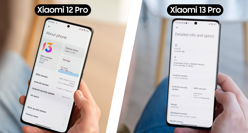 مقایسه نرم افزاری گوشی xiaomi 13 pro با xiaomi 12 pro