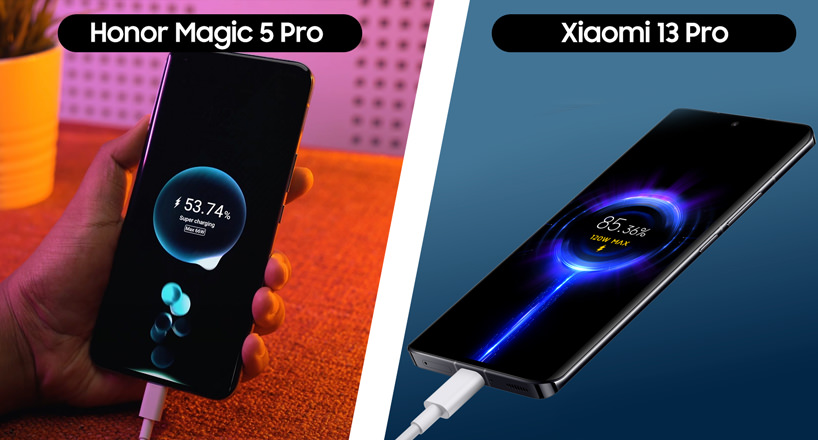 مقایسه شارژ و باتری Magic 5 Pro آنر با 13 Pro شیائومی