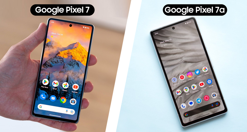 مقایسه صفحه نمایش دو گوشی گوگل پیکسل 7a و پیکسل 7