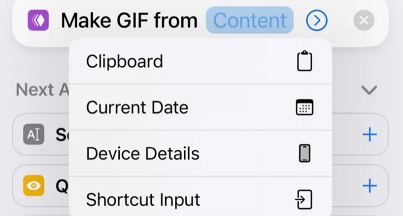  "Input Shortcut" را از لیست انتخاب کنید