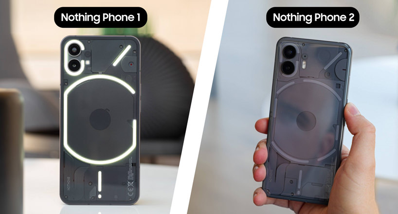 مقایسه طراحی ناتینگ فون 1 با ناتینگ فون 2