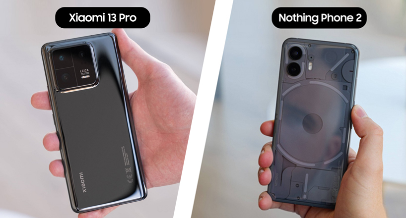 مقایسه طراحی ناتینگ فون 2 با شیائومی 13 پرو