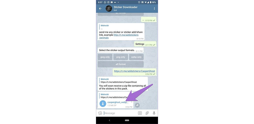 دانلود استیکرهای تلگرام از طریق ربات