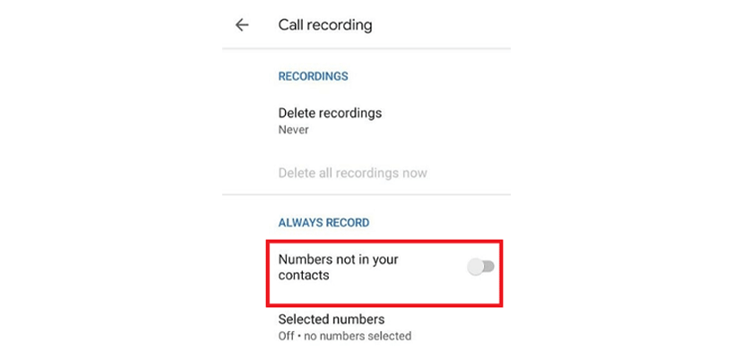 گزینه Number not in your contacts را انتخاب کنید