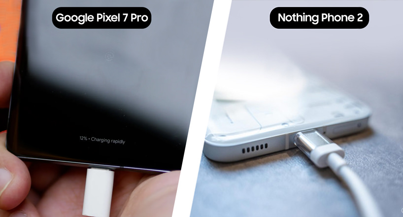 مقایسه باتری دو گوشی ناتینگ فون 2 با گوگل پیکسل 7 پرو