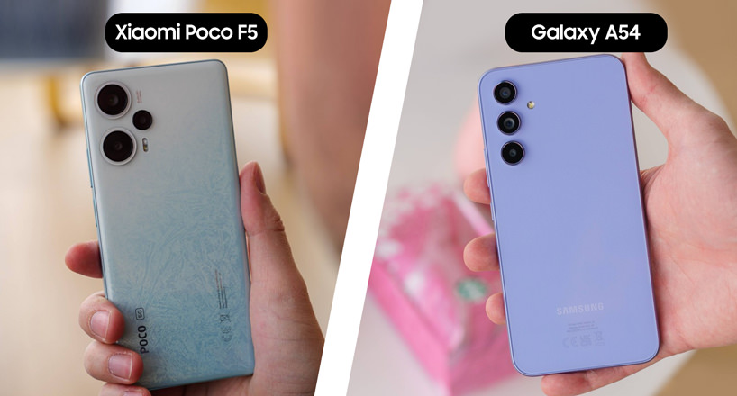 مقایسه طراحی دو گوشی Galaxy A54 با Poco F5