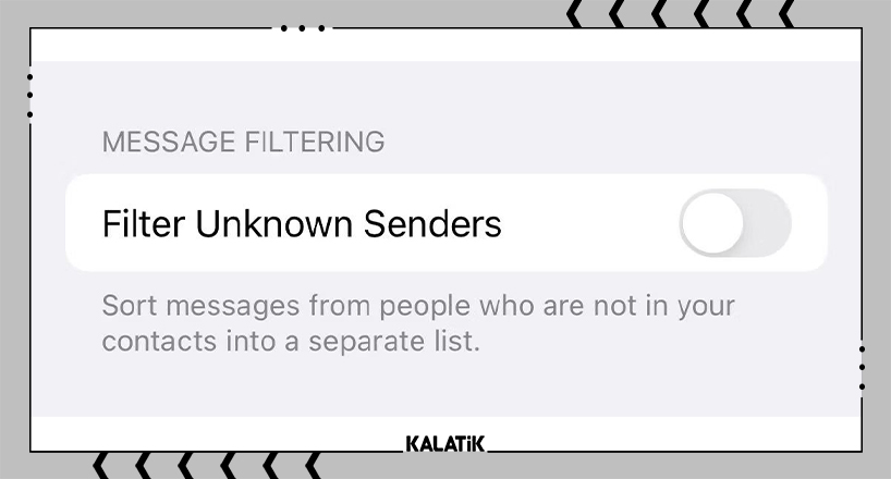 گزینه فیلتر کردن پیام را خاموش کنید
