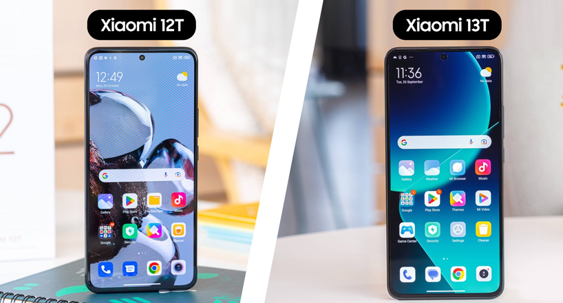مقایسه صفحه نمایش دو گوشی 12t با 13t