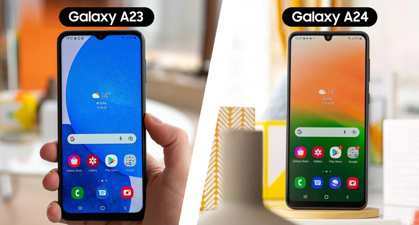 مقایسه صفحه نمایش گوشی A24 با گلکسی A23