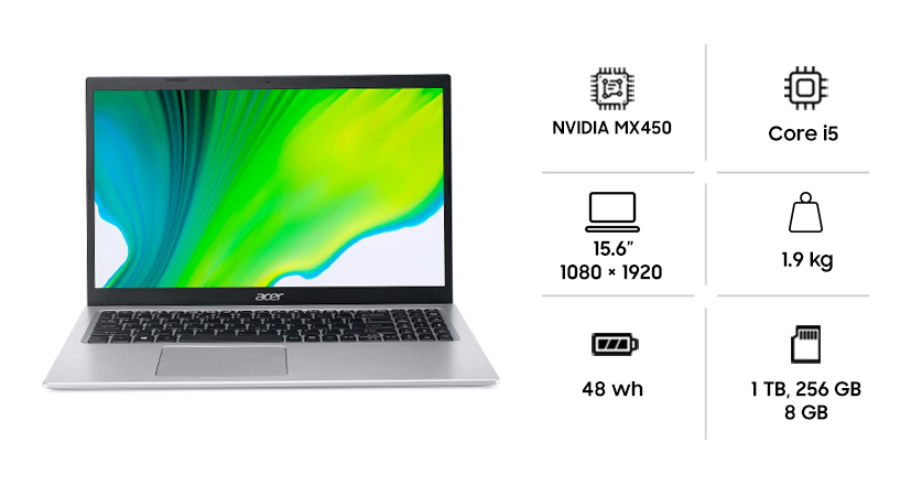 لپ تاپ دانشجویی 15.6 اینچی ایسر مدل Aspire 5 A515-56G-5470