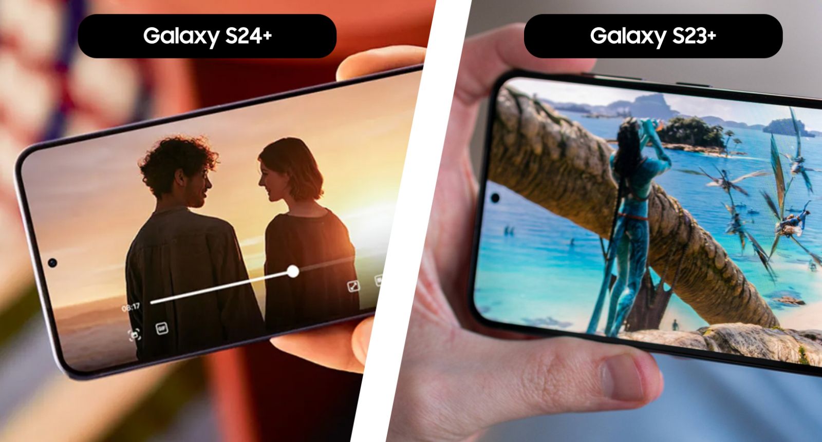 مقایسه صفحه نمایش +Galaxy S24 و +Galaxy S23