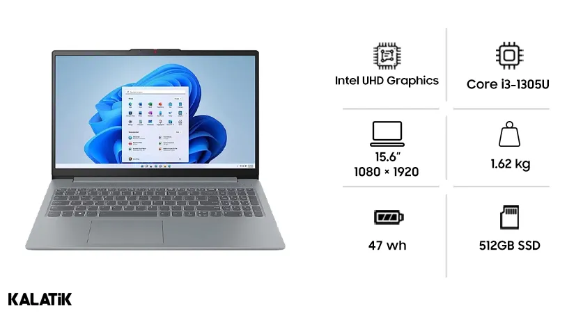 لپ تاپ 15.6 اینچی لنوو مدل IdeaPad Slim 3 15IRU8