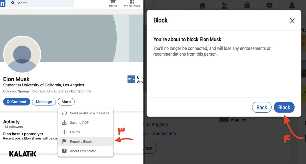نحوه بلاک کردن در لینکدین از طریق دسکتاپ