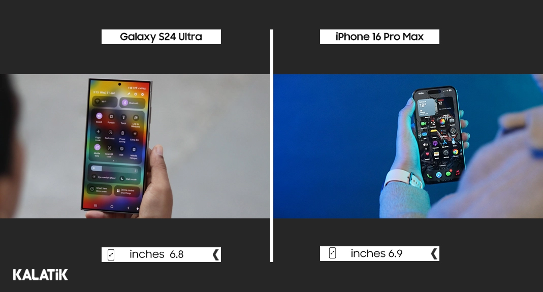 تفاوت آیفون 16 پرومکس و اس 24 اولترا در صفحه نمایش