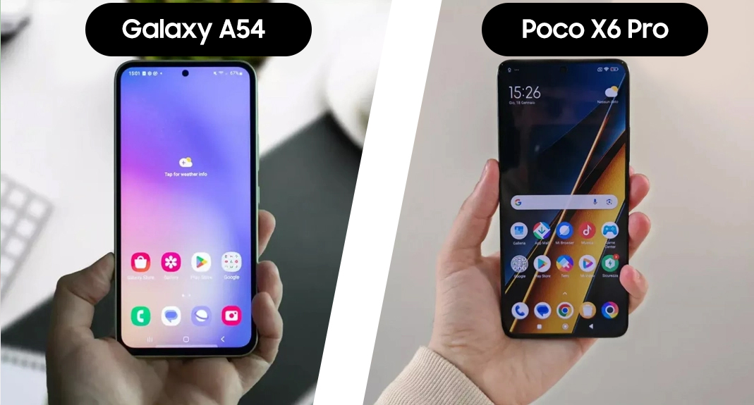 مقایسه صفحه نمایش Galaxy A54 با Poco X6 Pro