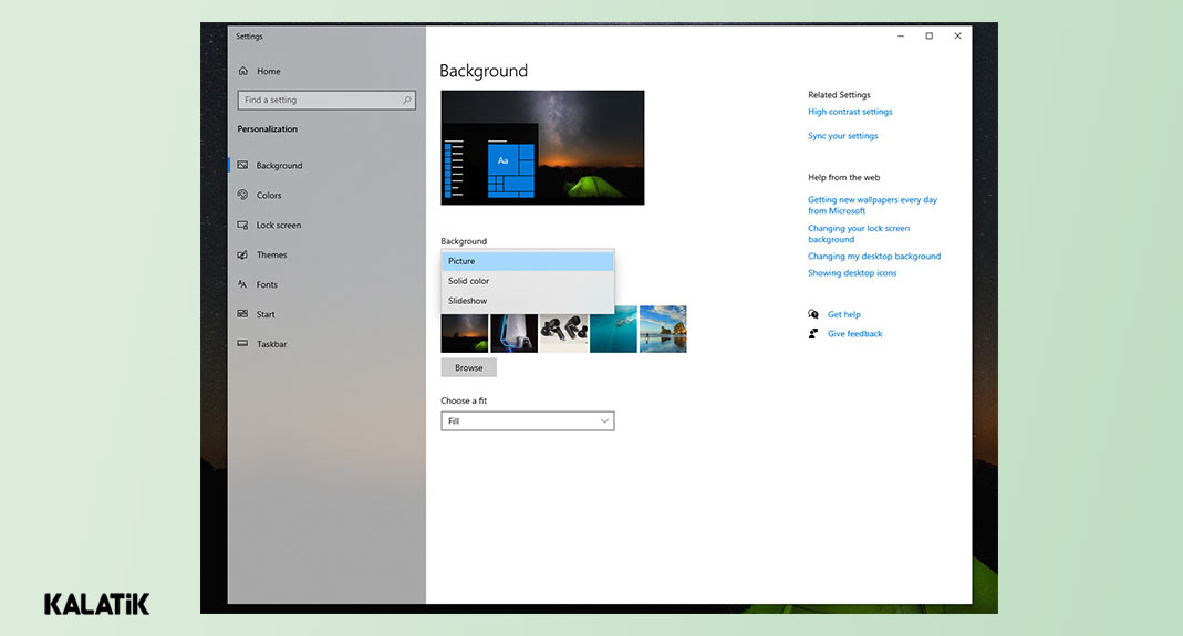 عوض کردن پس زمینه لپ تاپ در ویندوز 10