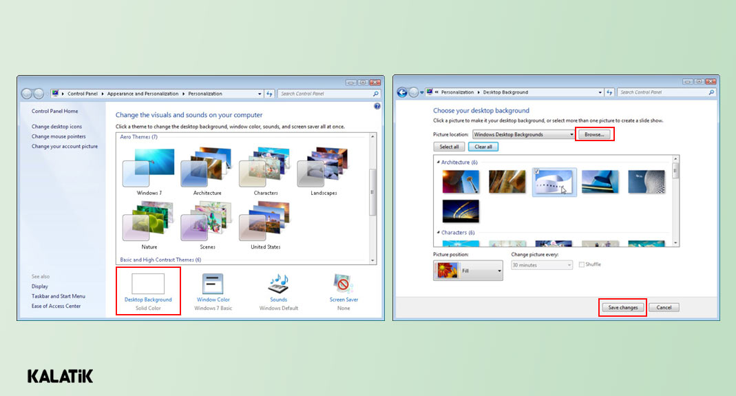 عوض کردن پس زمینه لپ تاپ در ویندوز 7