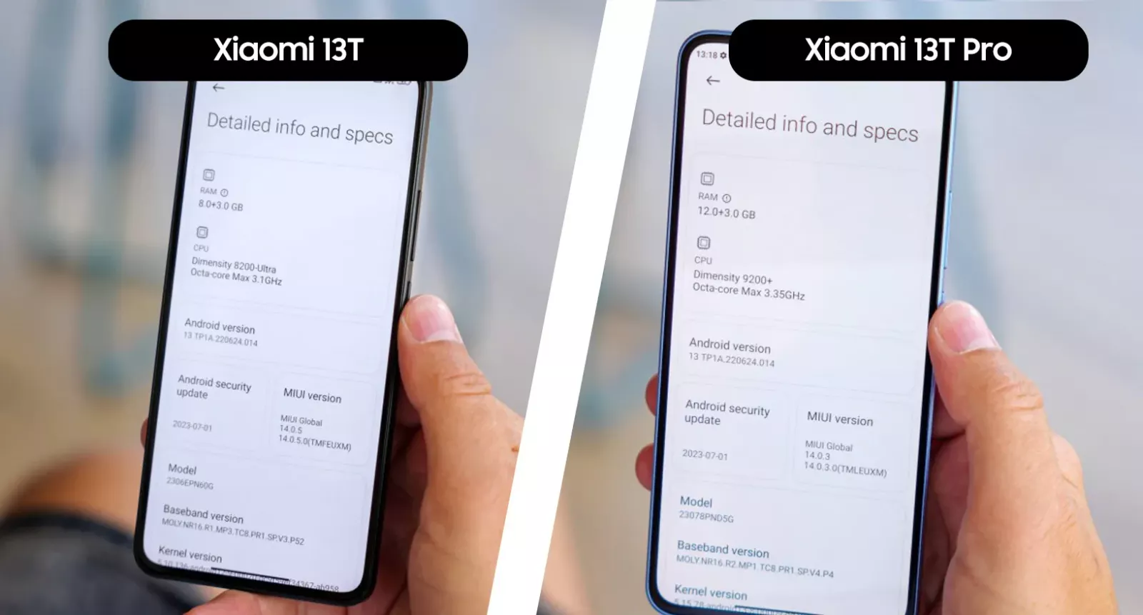 مقایسه سخت افزار Xiaomi 13T و Xiaomi 13T Pro