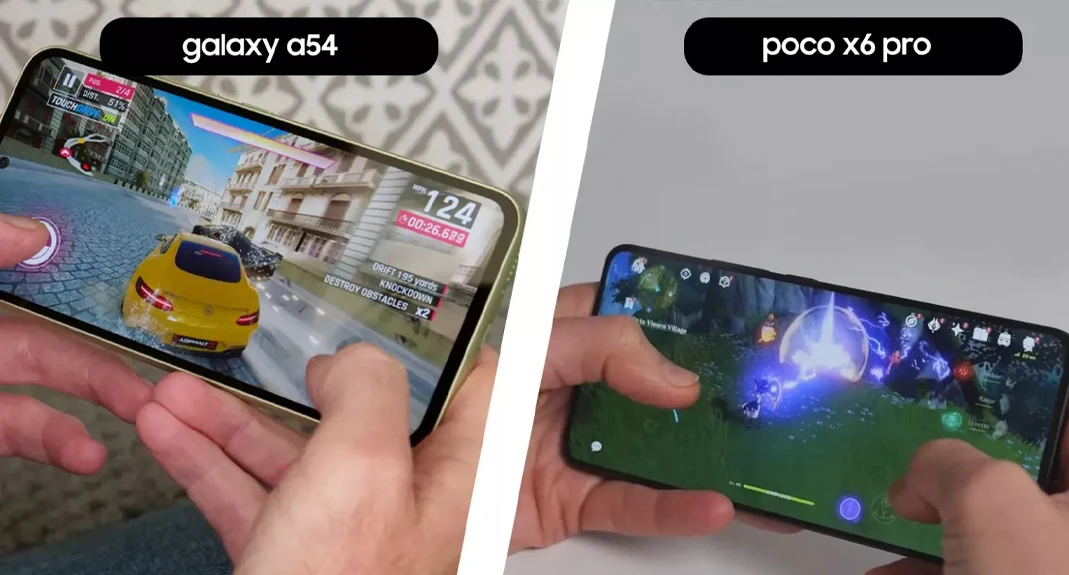 مقایسه سخت افزار دو گوشی galaxy a54 با poco x6 pro