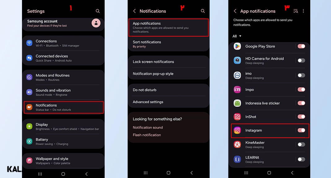 غیرفعال کردن نوتیفیکیشن از طریق اپلیکیشن اینستاگرام