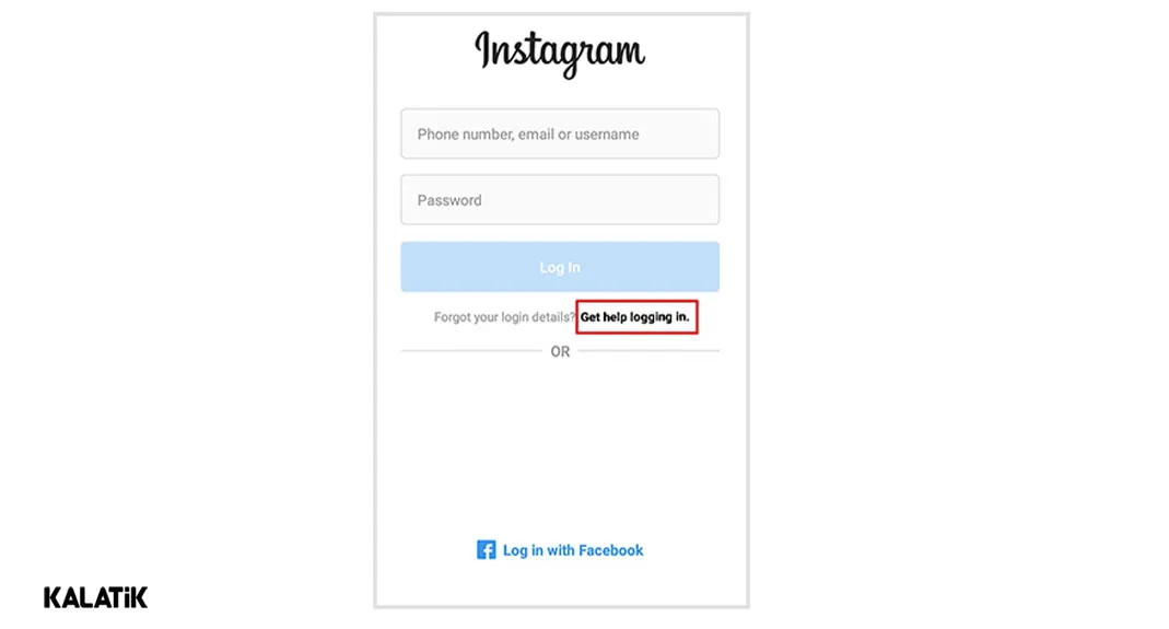 بازیابی رمز اینستاگرام با گزینه Get help logging in