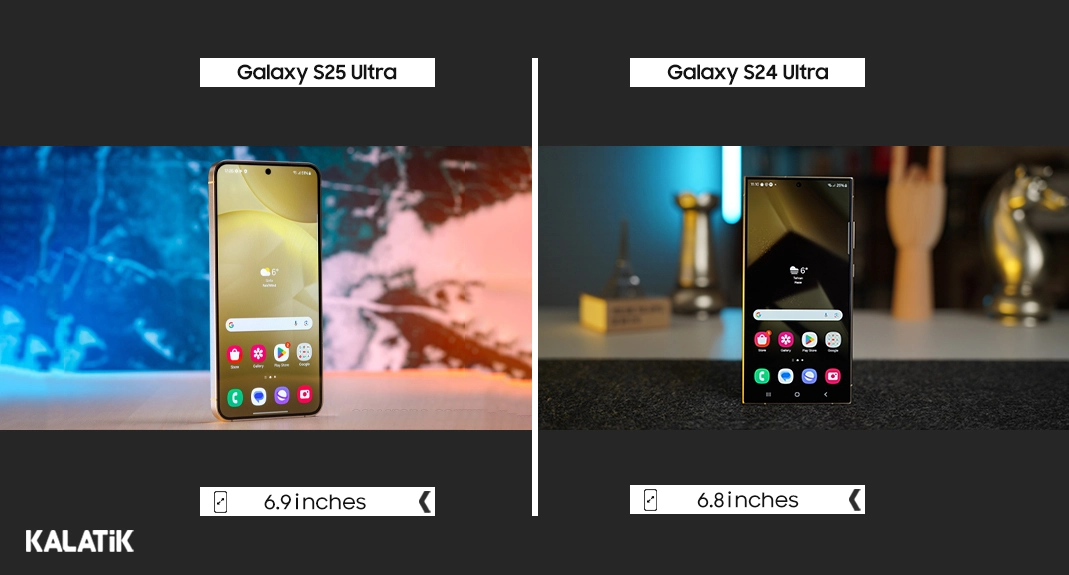 مقایسه صفحه نمایش گوشی S25 Ultra با S24 Ultra سامسونگ 