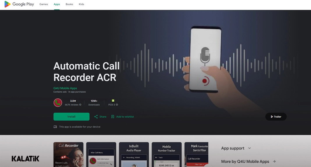 بهترین برنامه ضبط مکالمه دوطرفه سامسونگ Automatic Call Recorder ACR